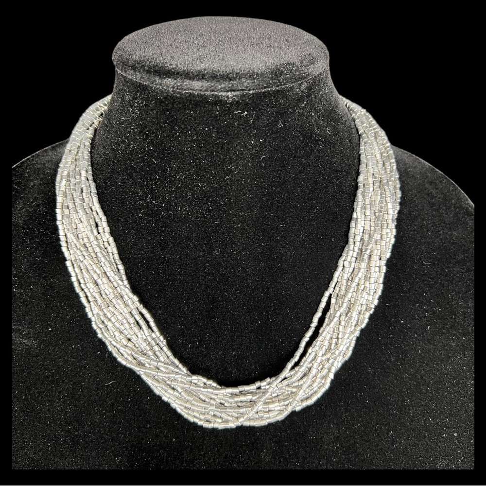 Necklace Earrings Bracelet Silver tone Seed Beads & Rhinestone Bundle NEW BUNDLE - Picture 4 of 10